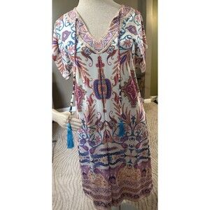 Hale Bob Woman’s Silky Boho V Neck Maxi Dress Size M